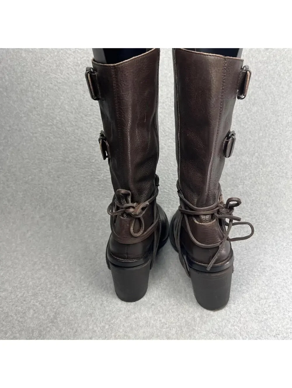 Vince Camuto Womens Leather Skylas Boots 9.5 Moto Biker Western Cowboy Brown